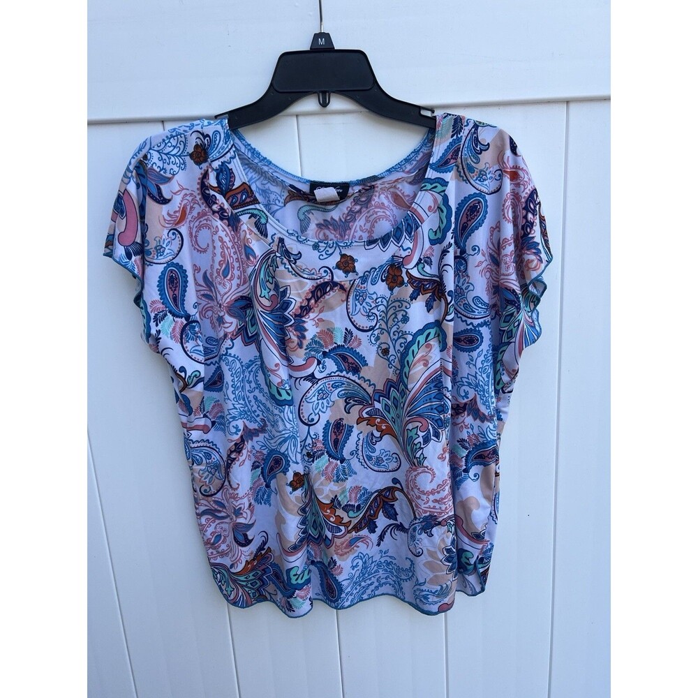 Star Vixen Womens Paisley Top Small Colorful Cap Sleeve Sz Small